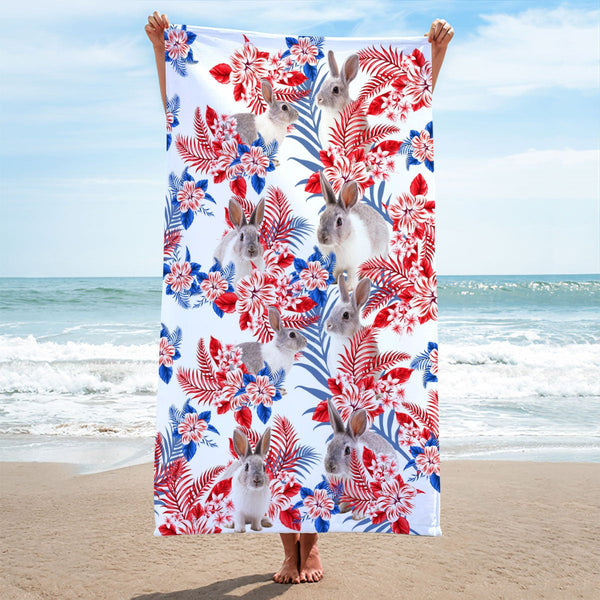 Rabbit Hawaiian Inspiration Beach Towel