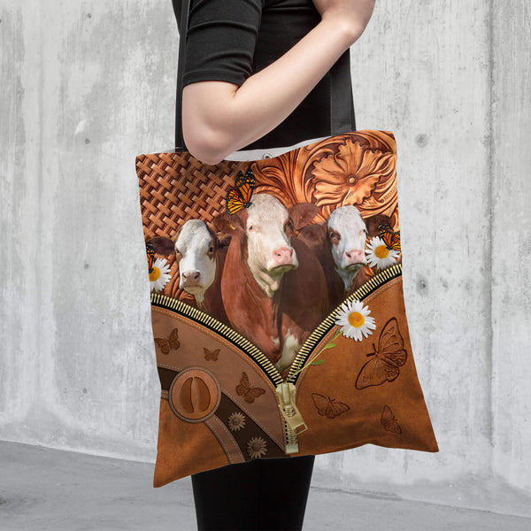 Joycorners Simmental Daisy Flower and Butterfly All Over Printed 3D Tote Bag