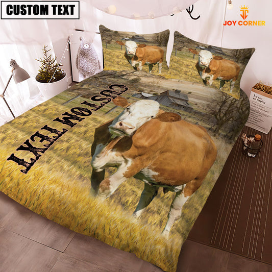 Joycorners Personalized Name Fleckvieh Cattle On The Farm 3D Bedding Set