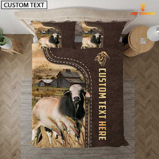 Joycorners Brahman Custom Text Leather Pattern Bedding Set