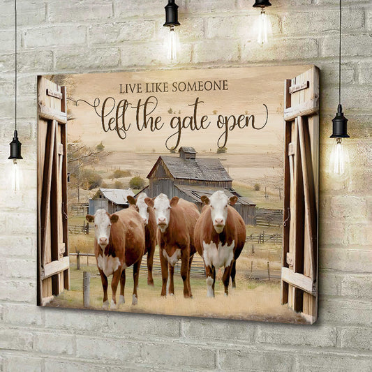 Joycorners Hereford Cattle Live like Someone left the gate open Canvas