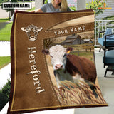 Joycorners Personalized Name Hereford Farm Leather Brown Blanket