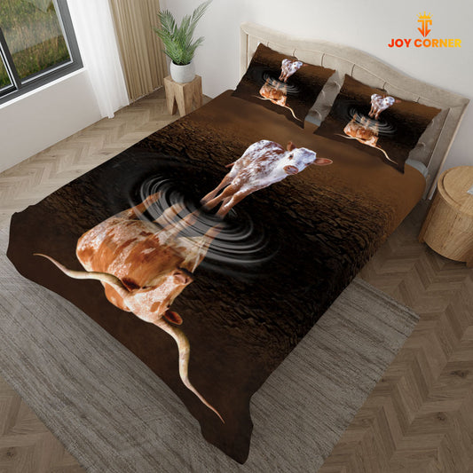 JoyCorners Texas Longhorn Mother And Child 3D Bedding Set