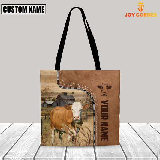 Joycorners Fleckvieh Custom Name 3D Tote Bag