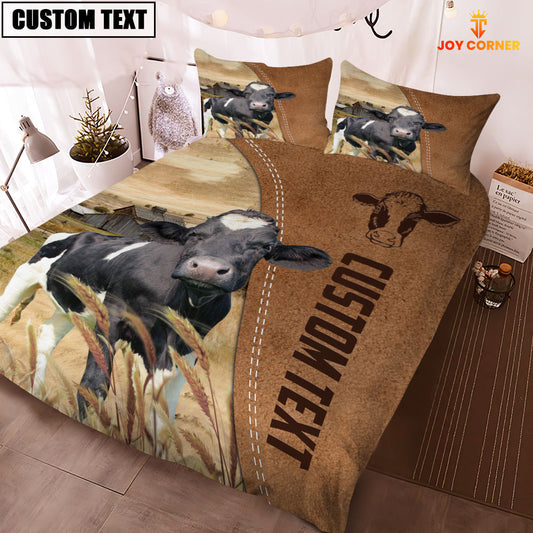 Joycorners Custom Name Holstein Cattle Brown Bedding Set