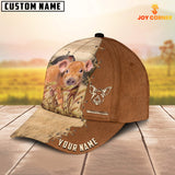 Joycorners Pig Brown Custom Name Brown Leather Pattern Cap