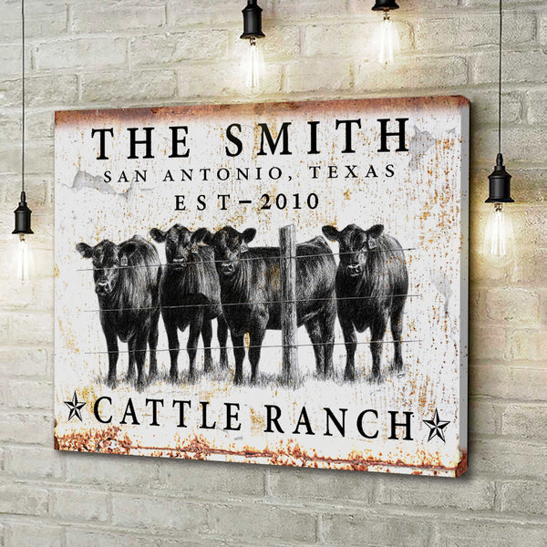 Joycorners Personalized Black Angus Cattle 2 Ranch Canvas