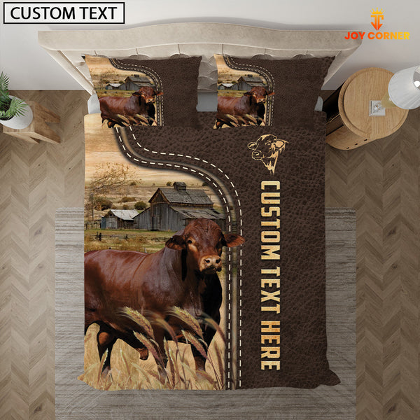Joycorners Beefmaster Custom Text Leather Pattern Bedding Set