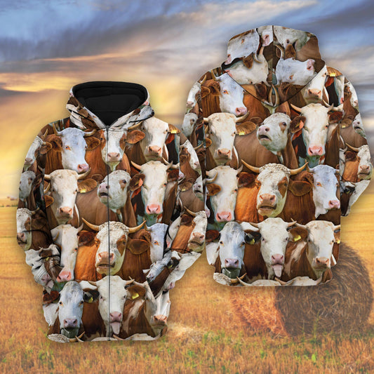 Joycorners Herd Of Simmental Cattle All Over Printed 3D Shirts