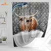 Joy Corners Texas Longhorn Brick Wall 3D Shower Curtain