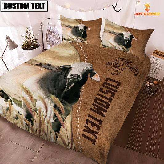 Joycorners Custom Name Brahman Cattle Brown Bedding Set