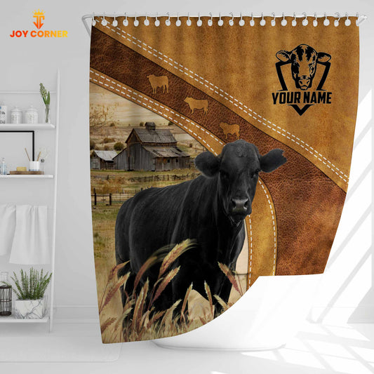 Joycorners Custom Name Black Angus Pattern Shower Curtain