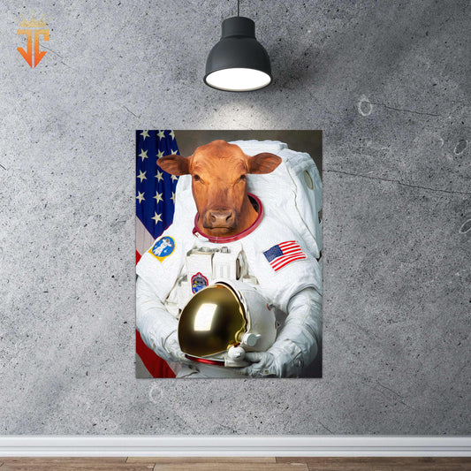 Joycorners Red Angus Astronaut Portrait Canvas