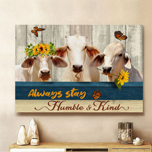 Joycorners Brahman Cattle Humble and Kind Canvas