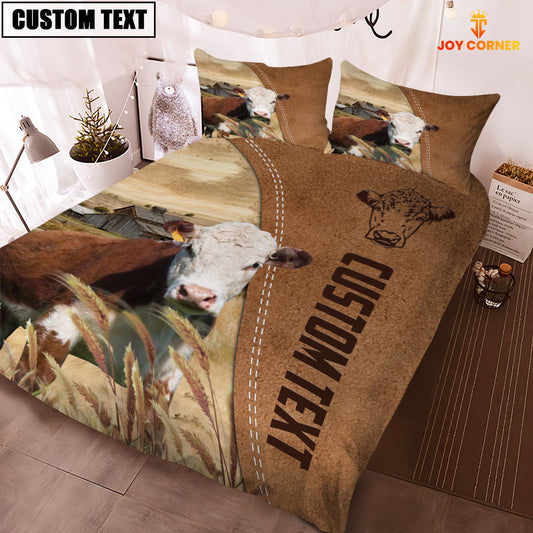 Joycorners Custom Name Hereford Cattle Brown Bedding Set