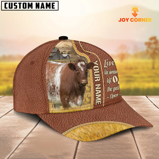 Joycorners Shorthorn Live Like Someone Customized Name Brown Leather Cap