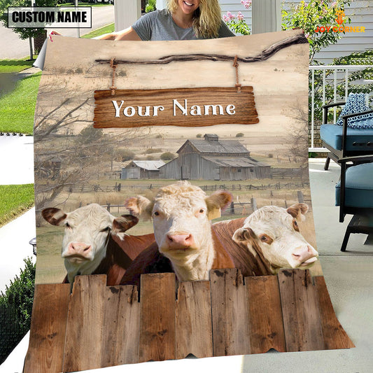 Joycorners Personalized Name Hereford Wooden Pattern Blanket