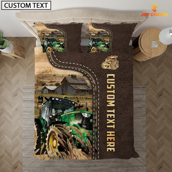 Joycorners Tractor Custom Text Leather Pattern Bedding Set