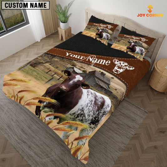 JoyCorners Shorthorn On The Field Customized Name 3D Bedding Set