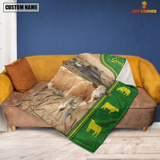 Joycorners Simmental Green Farming Blanket Custom Name