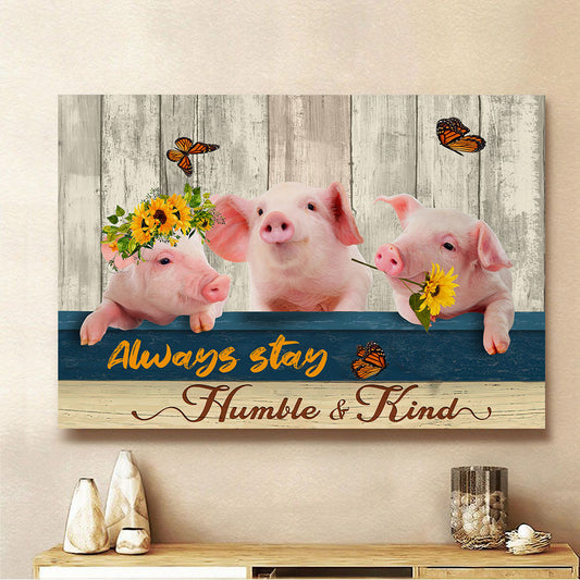 Joycorners Pig Humble and Kind Canvas