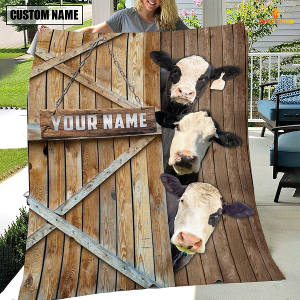 Joycorners Personalized Name Black Baldy Barn Blanket