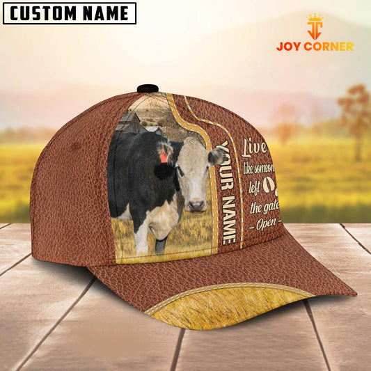 Joycorners Black Hereford Live Like Someone Customized Name Brown Leather Cap