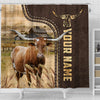 Joycorners Texas Longhorn Leather Pattern Custom Name Shower Curtain