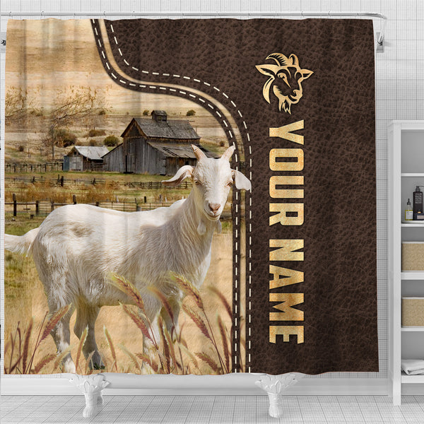 Joycorners Goat Leather Pattern Custom Name Shower Curtain