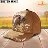 Joycorners Shorthorn Custom Name Brown Leather Pattern Cap