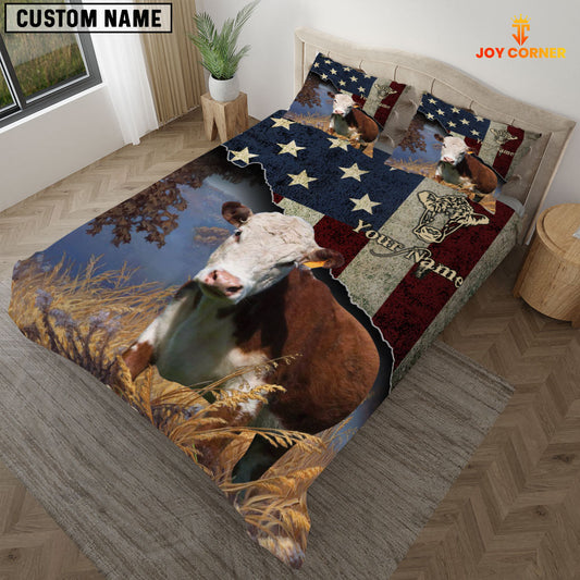 JoyCorners Hereford America Customized Name 3D Bedding Set