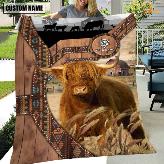 Joycorners Highland Custom Name Brocade Pattern Blanket