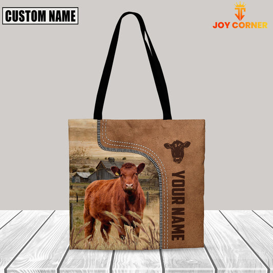 Joycorners Red Angus Custom Name 3D Tote Bag