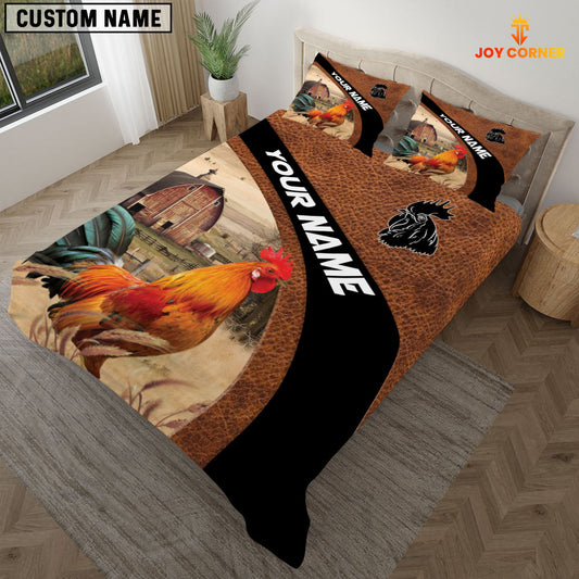 Joycorners Rooster On The Farm Customized Name Red Barn Bedding Set