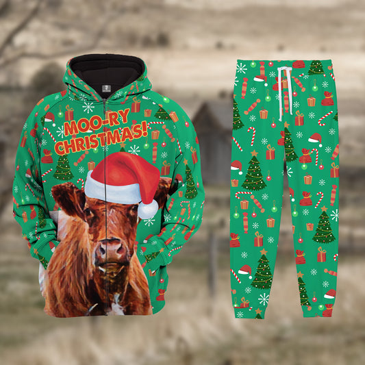 Joycorners Shorthorn In Christmas Trees 3D Hoodie