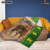 Joycorners Highland Cattle Green Farming Blanket Custom Name