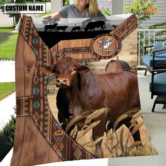 Joycorners Beefmaster Custom Name Brocade Pattern Blanket