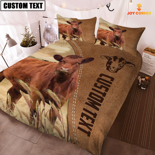 Joycorners Custom Name Red Angus Cattle Brown Bedding Set