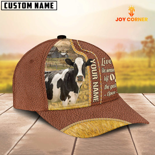 Joycorners Holstein Live Like Someone Customized Name Brown Leather Cap