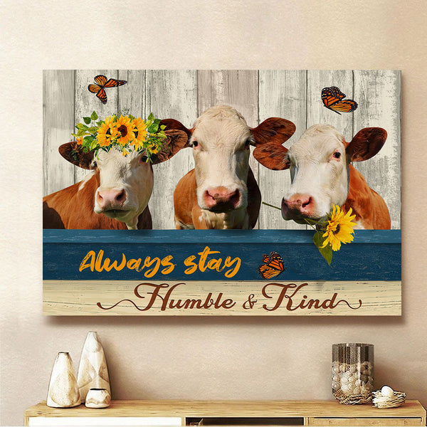 Joycorners Simmental Cattle Humble and Kind Canvas