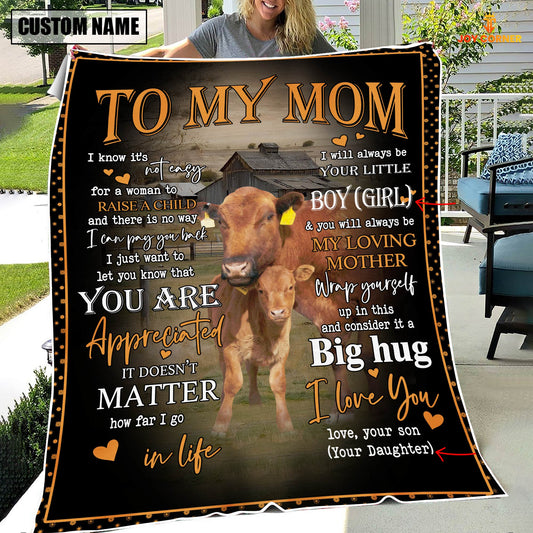 Joycorners Red Angus Pattern To My Mom Custom Blanket
