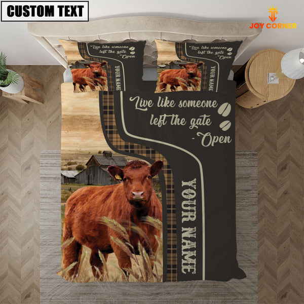 JoyCorners Red Angus Like Someone Left The Gate Open Customized Name 3D Bedding Set