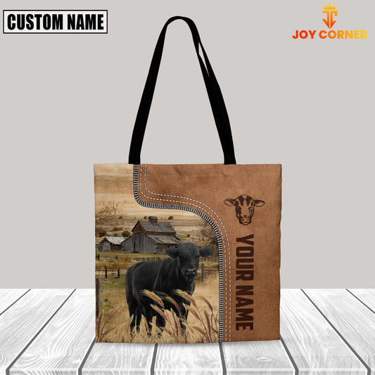 Joycorners Black Angus Cattle Custom Name 3D Tote Bag