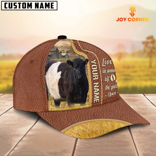 Joycorners Belted Galloway Live Like Someone Customized Name Brown Leather Cap