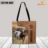 Joycorners Shorthorn Custom Name 3D Tote Bag