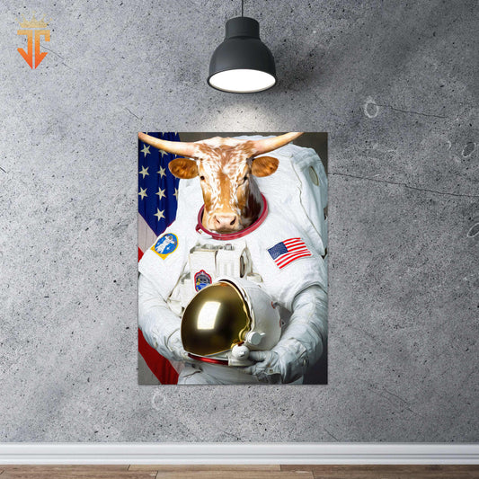 Joycorners TX Longhorn Astronaut Portrait Canvas