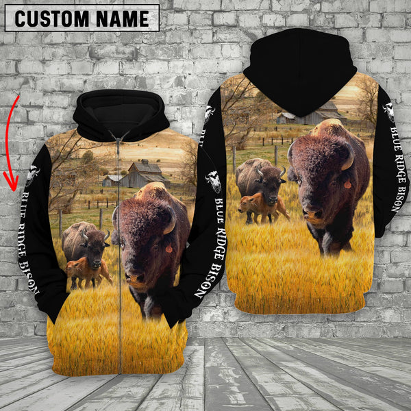 Joycorners Personalized Name Your Bison Cattle On The Farm All Over Printed 3D Hoodie