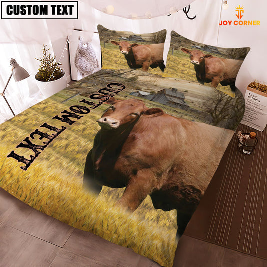 Joycorners Personalized Name Red Angus Cattle On The Farm 3D Bedding Set