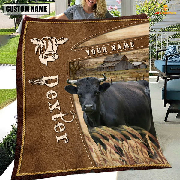 Joycorners Personalized Name Dexter Farm Leather Brown Blanket