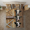 Joycorners Personalized Name Happy Farm Holstein Wooden Door Bedding Set